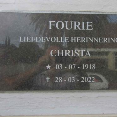 FOURIE Christa 1918-2022