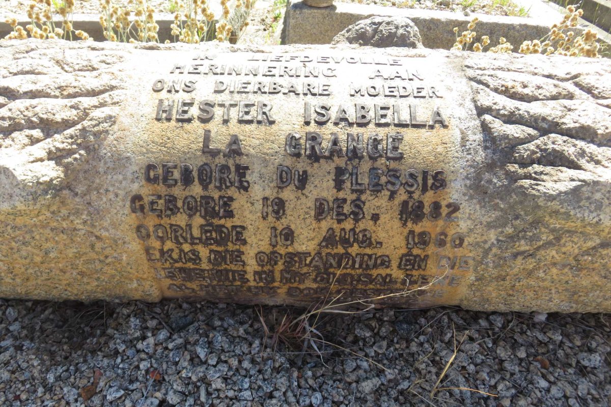 GRANGE Hester Isabella, la nee DU PLESSIS 1882-1960