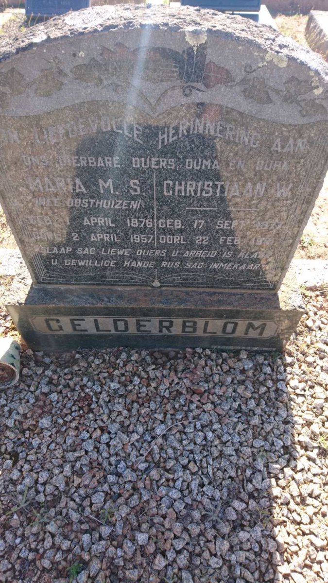 GELDERBLOM Christiaan W. 1877-19?1 &amp; Maria M.S. OOSTHUIZEN 1876-1957