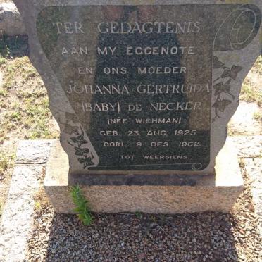 NECKER Johanna Gertruida, de nee WIEHMAN 1925-1962