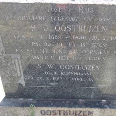 OOSTHUIZEN P.J. 1882-1950 &amp; S.W. KLEYNHANS 1887-1974