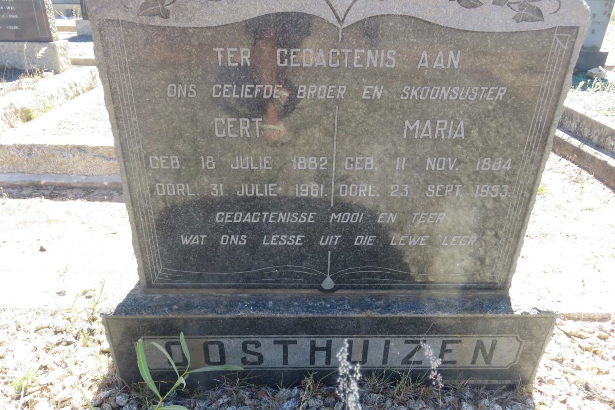 OOSTHUIZEN Gert 1882-1961 &amp; Maria 1884-1953