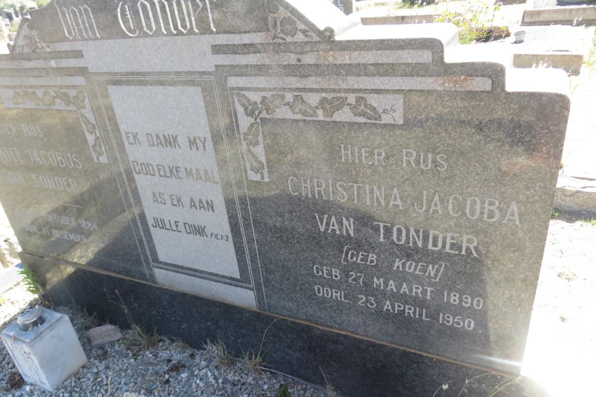 TONDER Daniël Jacobus, van 1884-1961 &amp; Christina Jacoba KOEN 1890-1950