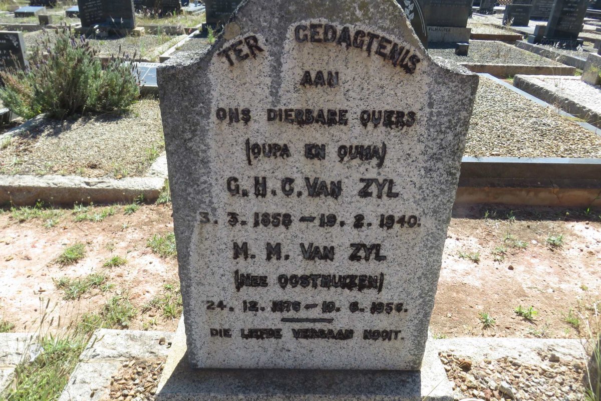 ZYL G.H.C., van 1858-1940 &amp; M.M. OOSTHUIZEN 1876-1956