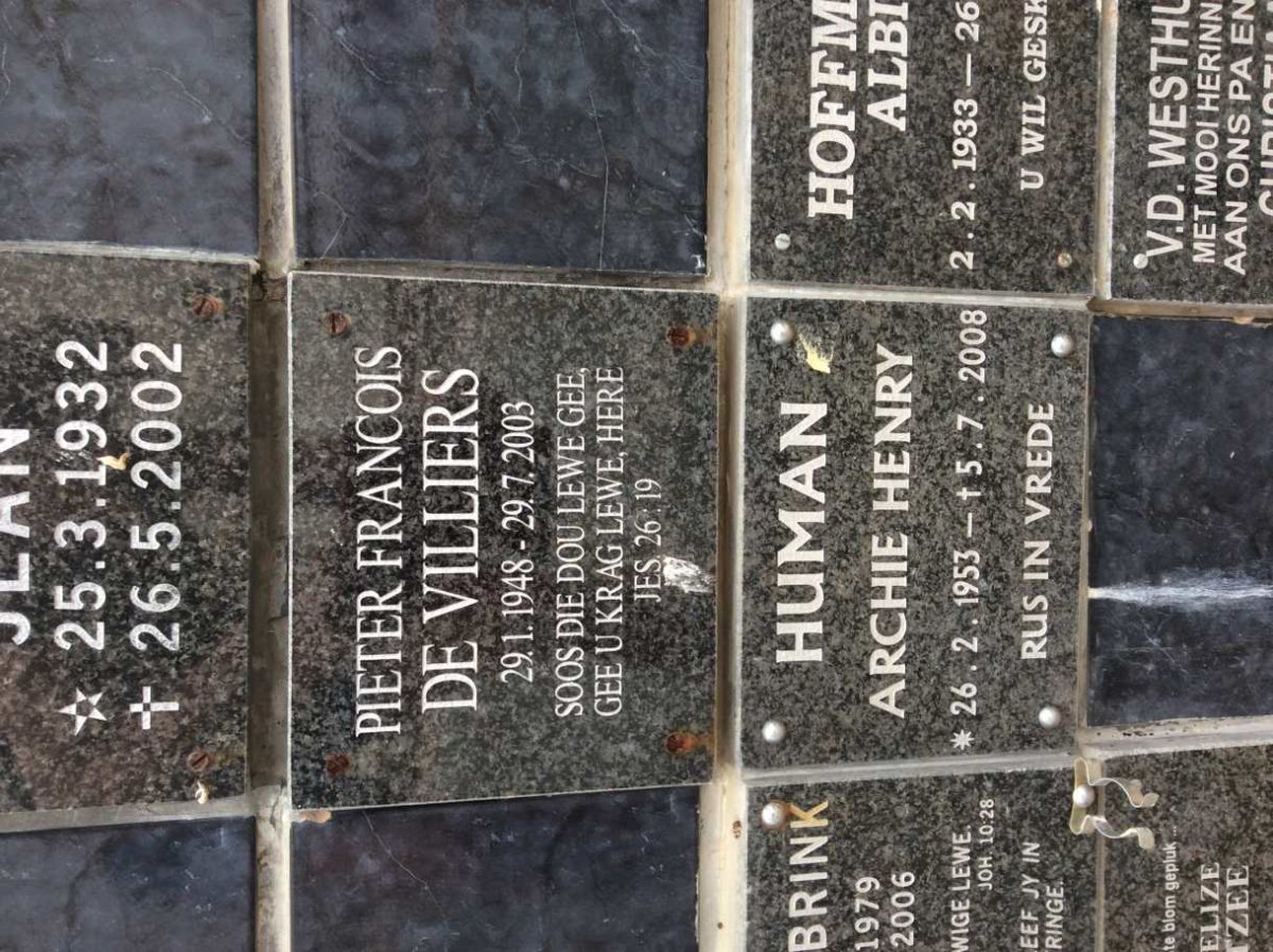 VILLIERS Pieter Francois, de 1948-2003 :: HUMAN Archie Henry 1953-2008
