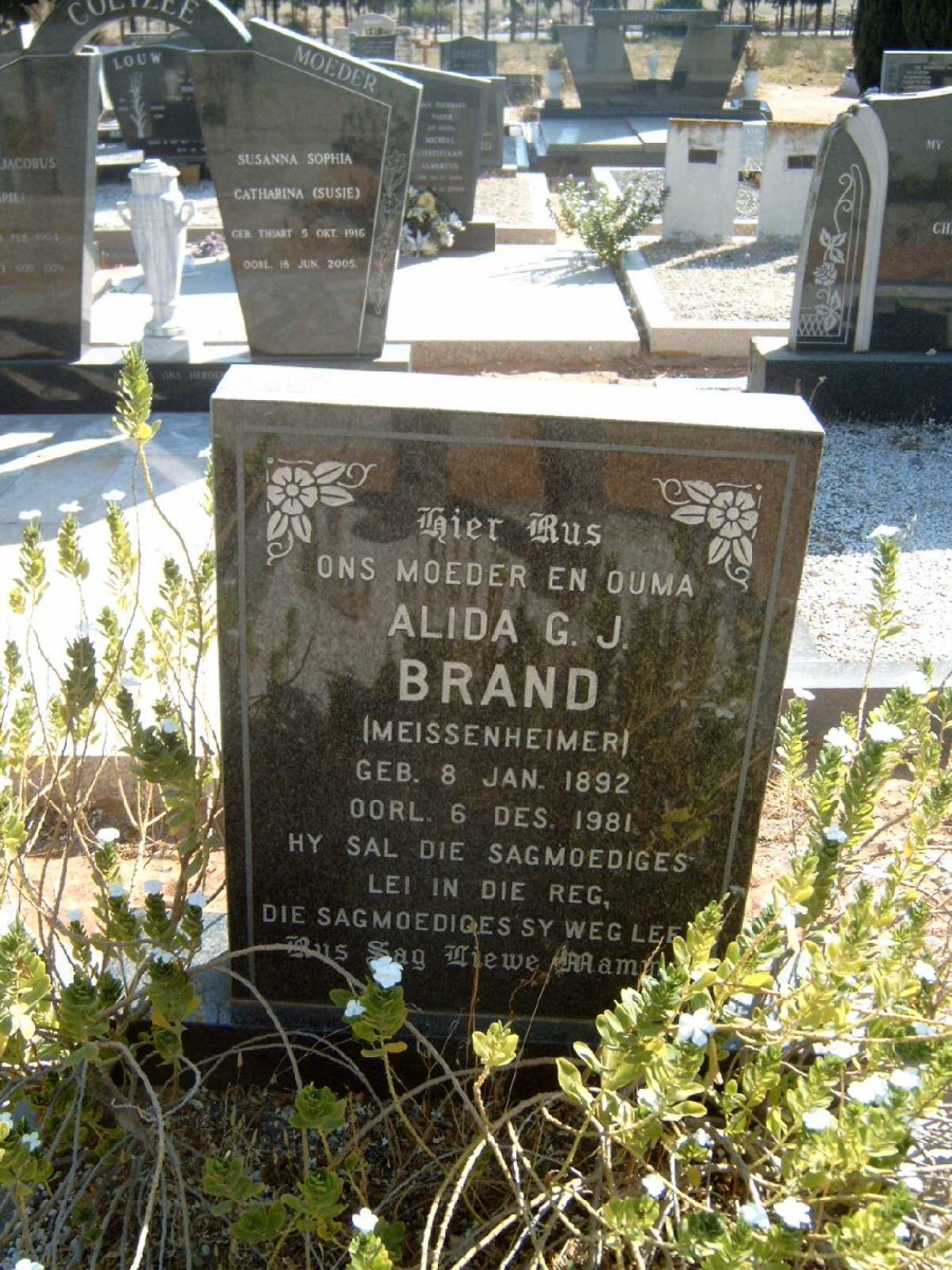 BRAND Alida G.J. nee MEISSENHEIMER 1892-1981