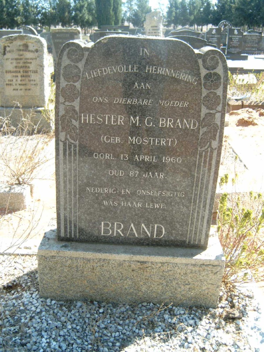 BRAND Hester M.G nee MOSTERT -1960