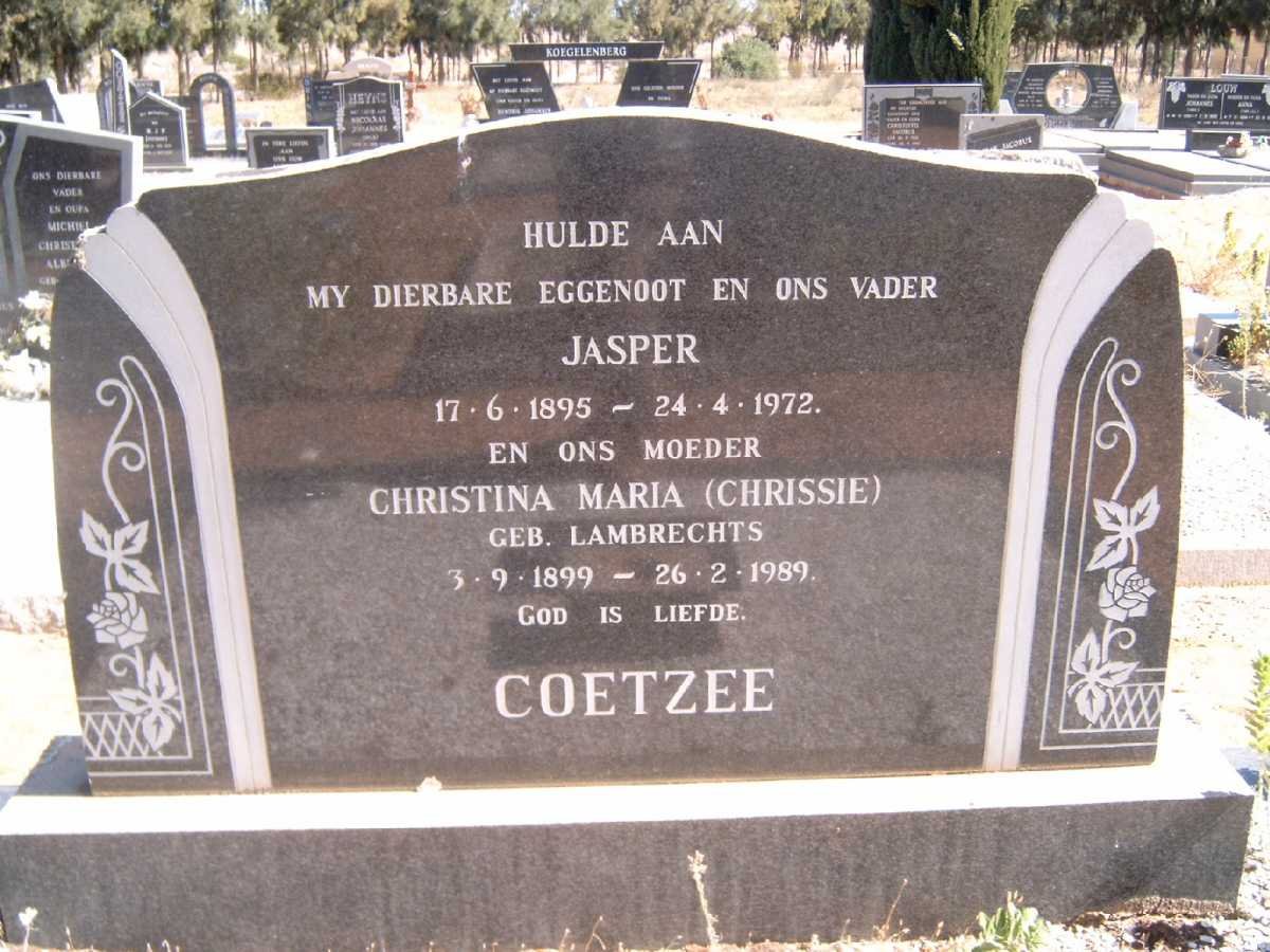 COETZEE Jasper 1895-1972 &amp; Christina Maria LAMBRECHTS 1899-1989