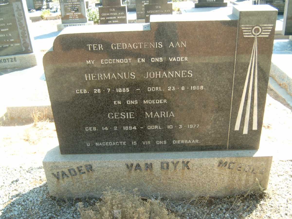 DYK Hermanus Johannes, van 1885-1968 &amp; Gesie Maria 1894-1977