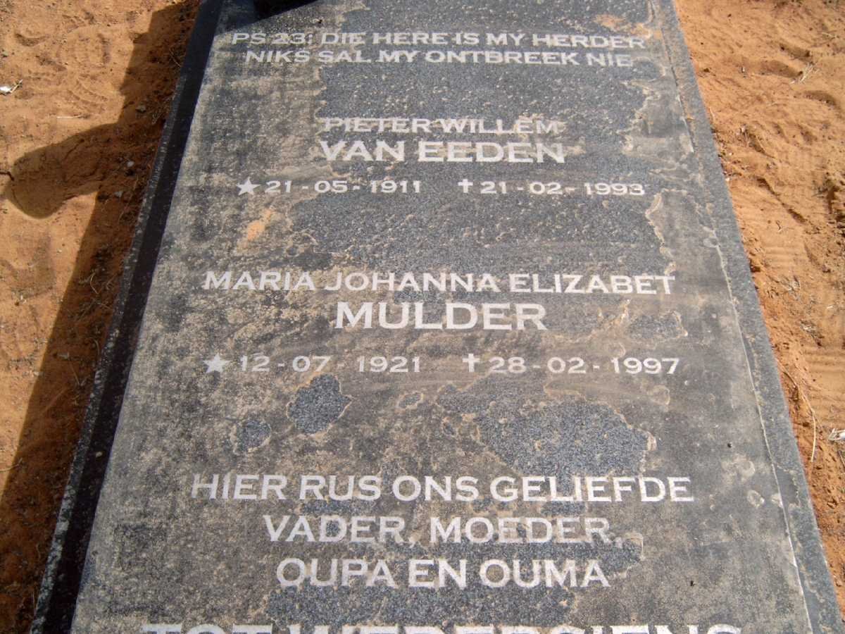 EEDEN Pieter Willem, van 1911-1993 &amp; Maria Johanna Elizabet MULDER 1921-1997