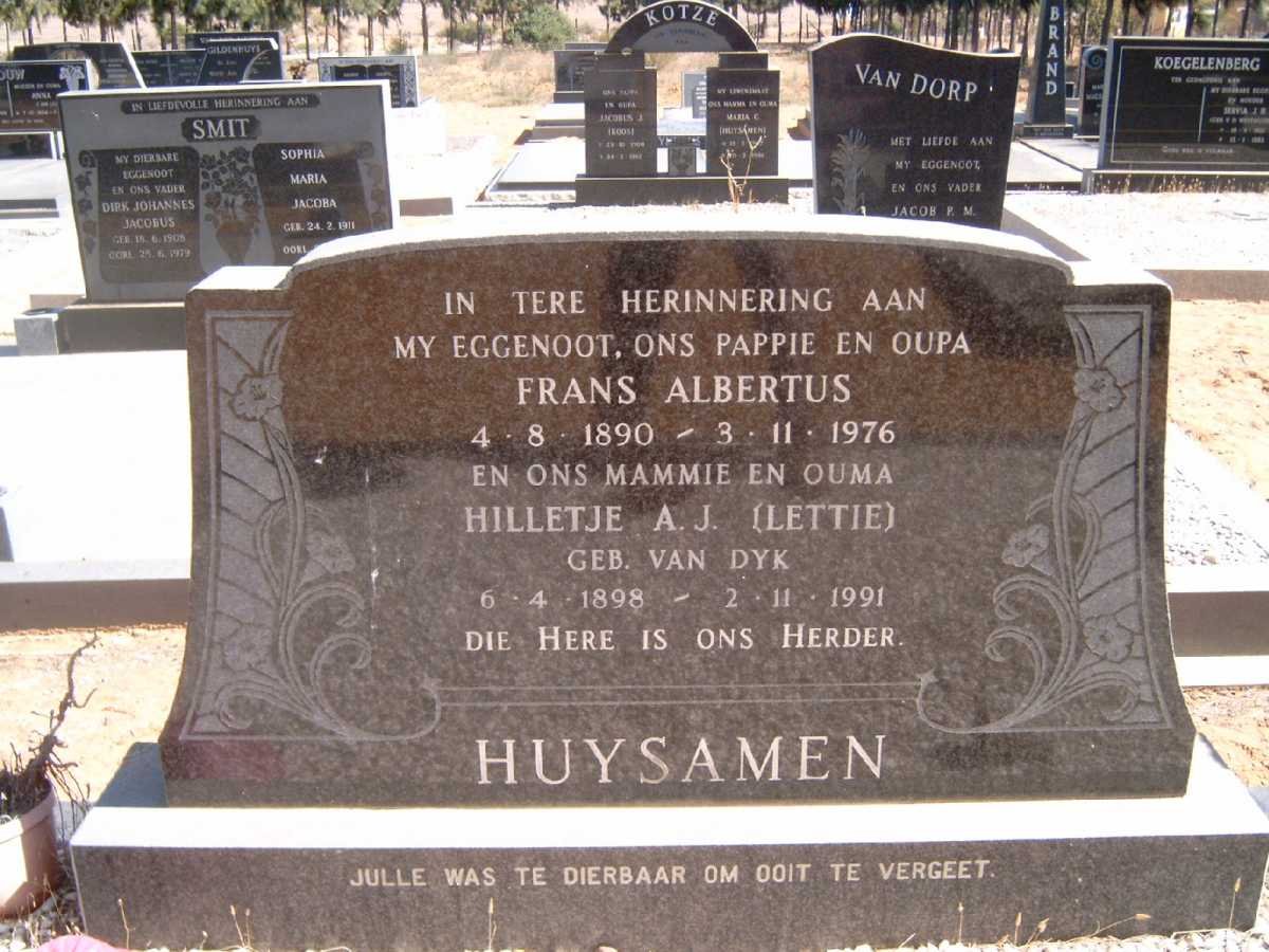 HUYSMAN Frans Albertus 1890-1976 &amp; Hilletje R.J. VAN DYK 1898-1991