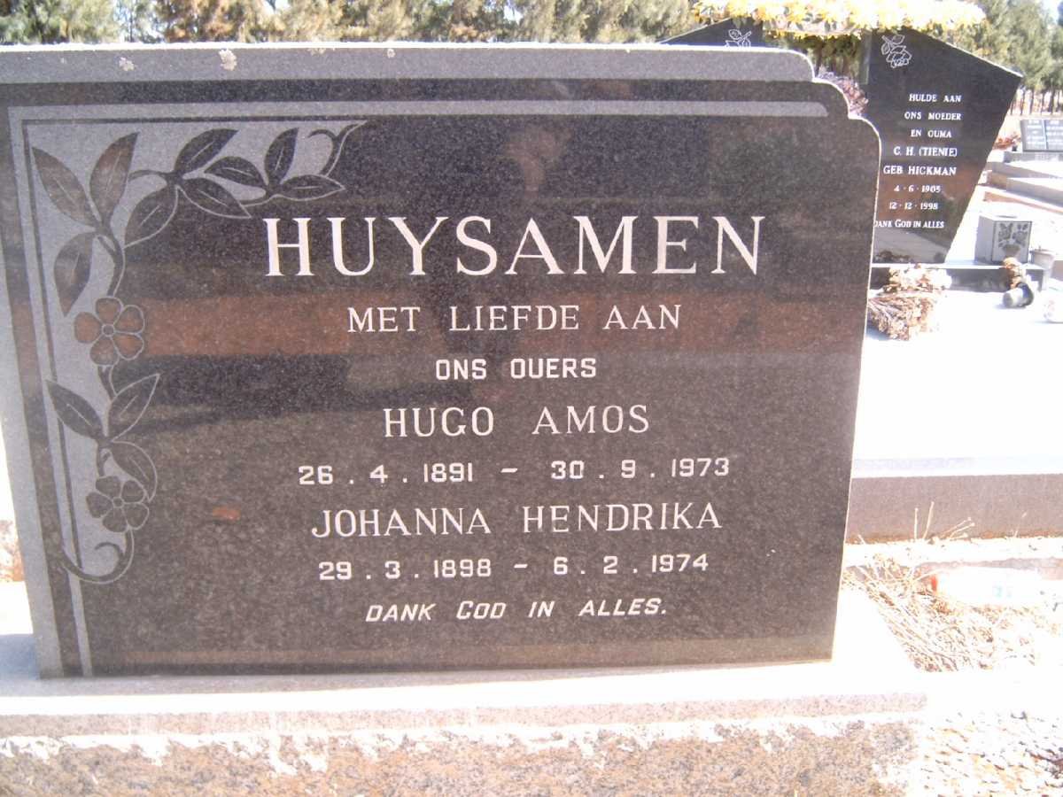 HUYSAMEN Hugo Amos 1891-1973 &amp; Johanna Hendrika 1898-1973