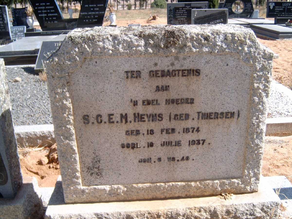 HEYNS S.C.E.M. nee THIERSEN 1874-1937