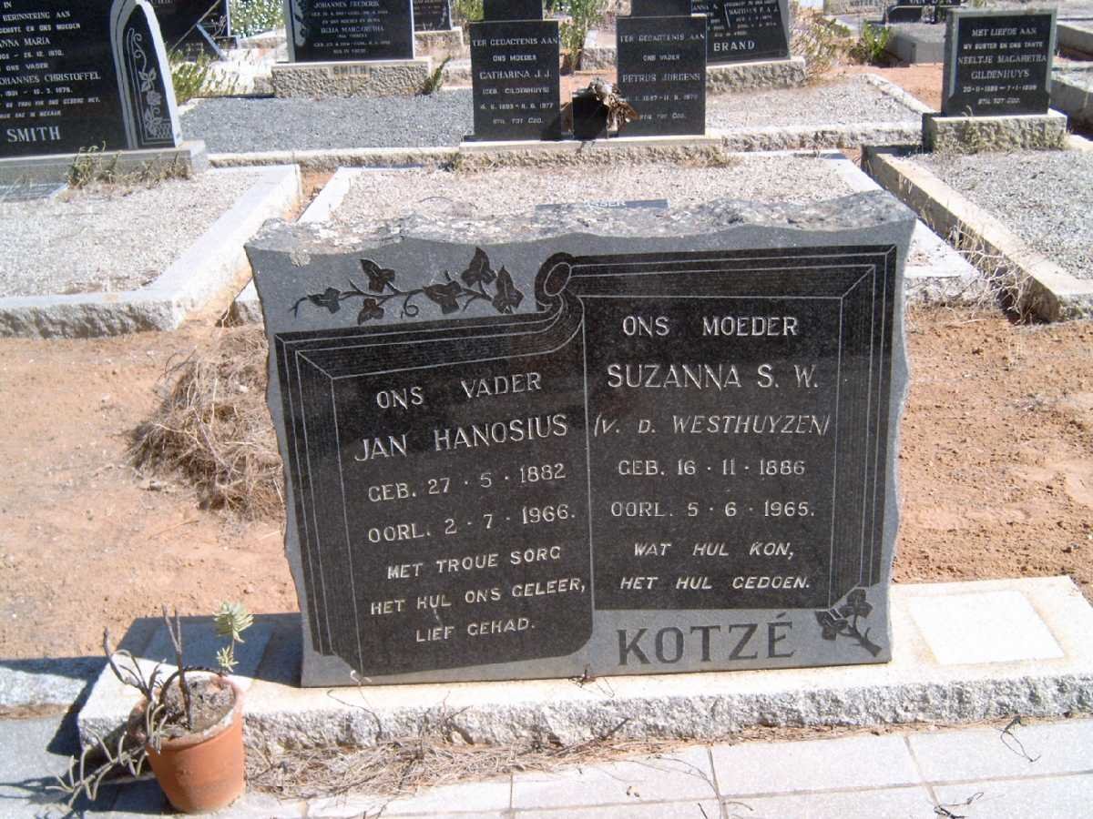 KOTZE Jan Hanosius 1882-1966 &amp; Suzanna S.W. V.D.WESTHUIZEN 1886-1965