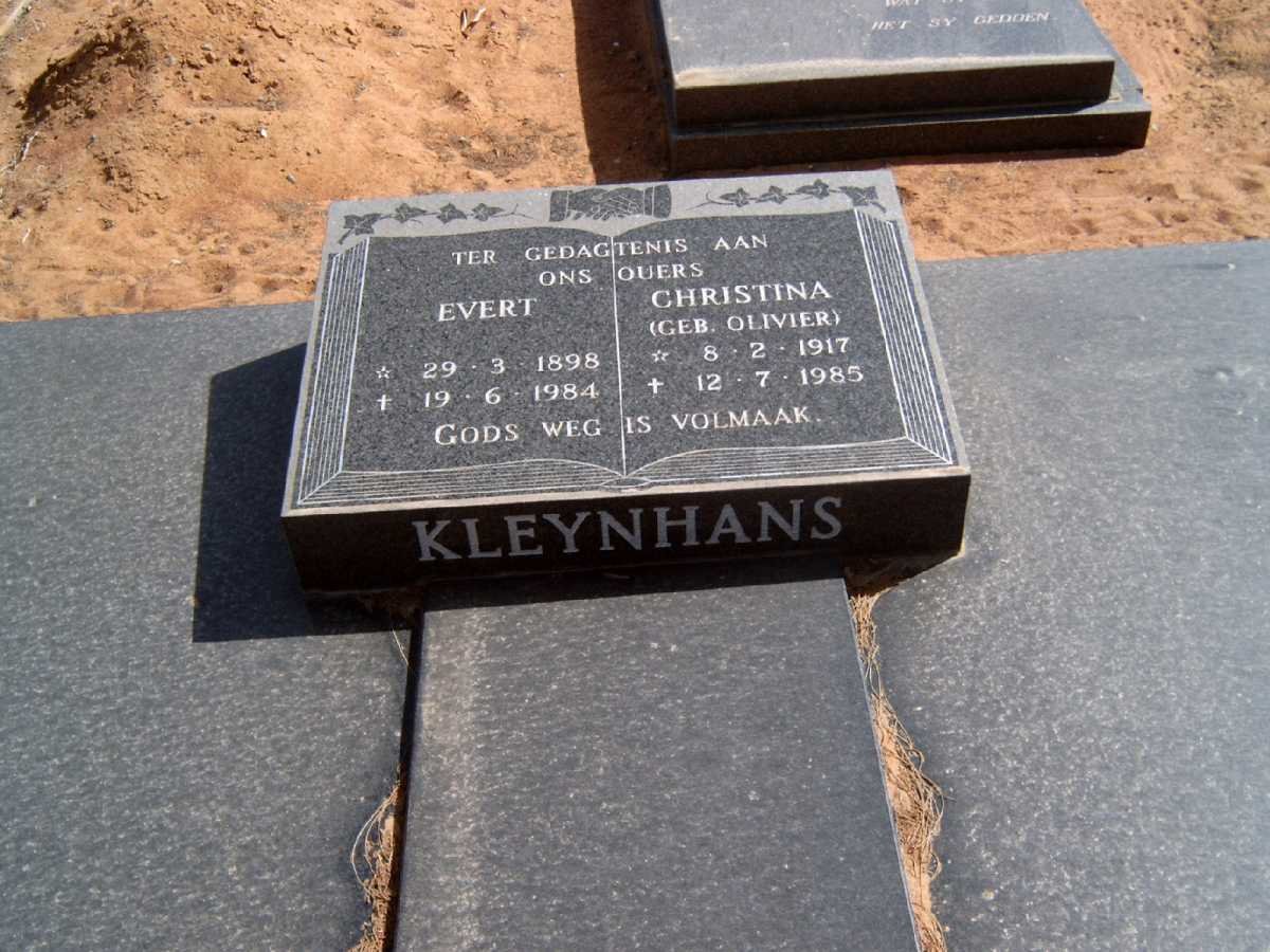 KLEYNHANS Evert 1898-1984 &amp; Christina OLIVIER 1917-1985