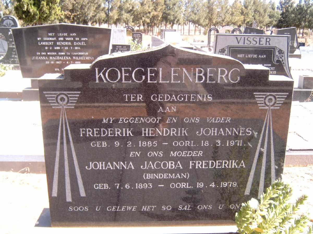KOEGELENBERG Frederick Hendrik Johannes 1885-1971 &amp; Johanna Jacoba Frederika BINDEMAN 1893-1979
