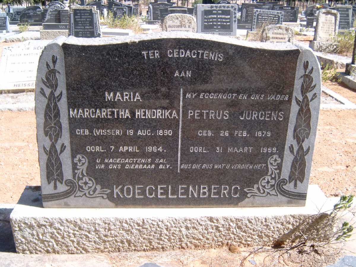 KOEGELENBERG Petrus Jurgens 1879-1959 &amp; Maria Margaretha Hendrika VISSER 1890-1964