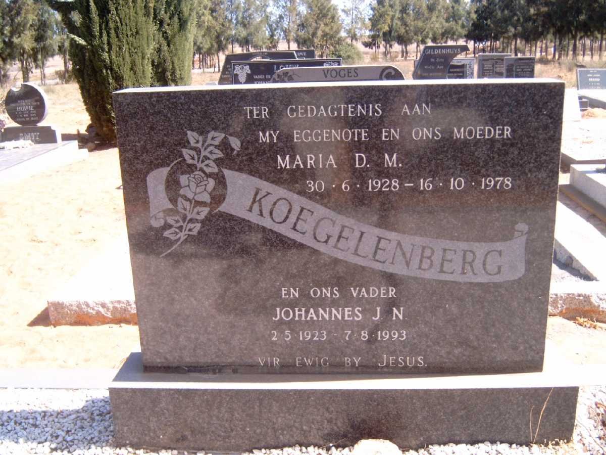 KOEGELENBERG Johannes J.N. 1923-1993 &amp; Maria D.M. 1928-1978