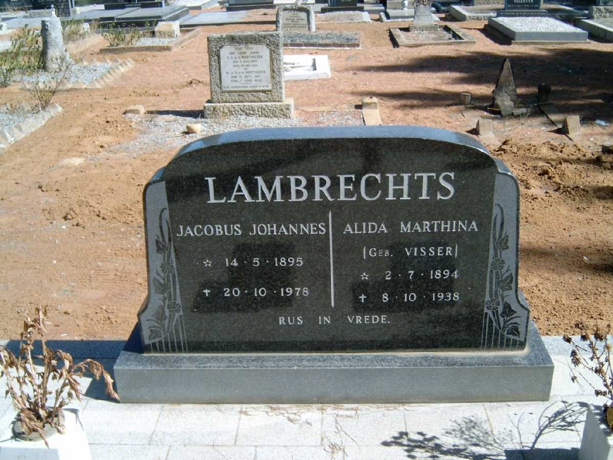 LAMBRECHTS Jacobus Johannes 1895-1978 &amp; Alida Marthina VISSER 1894-1938