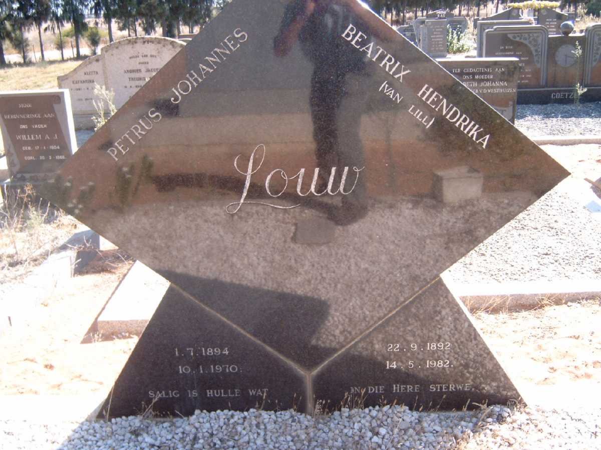 LOUW Petrus Johannes 1894-1970 &amp; Beatrix Hendrika VAN LILL 1892-1982