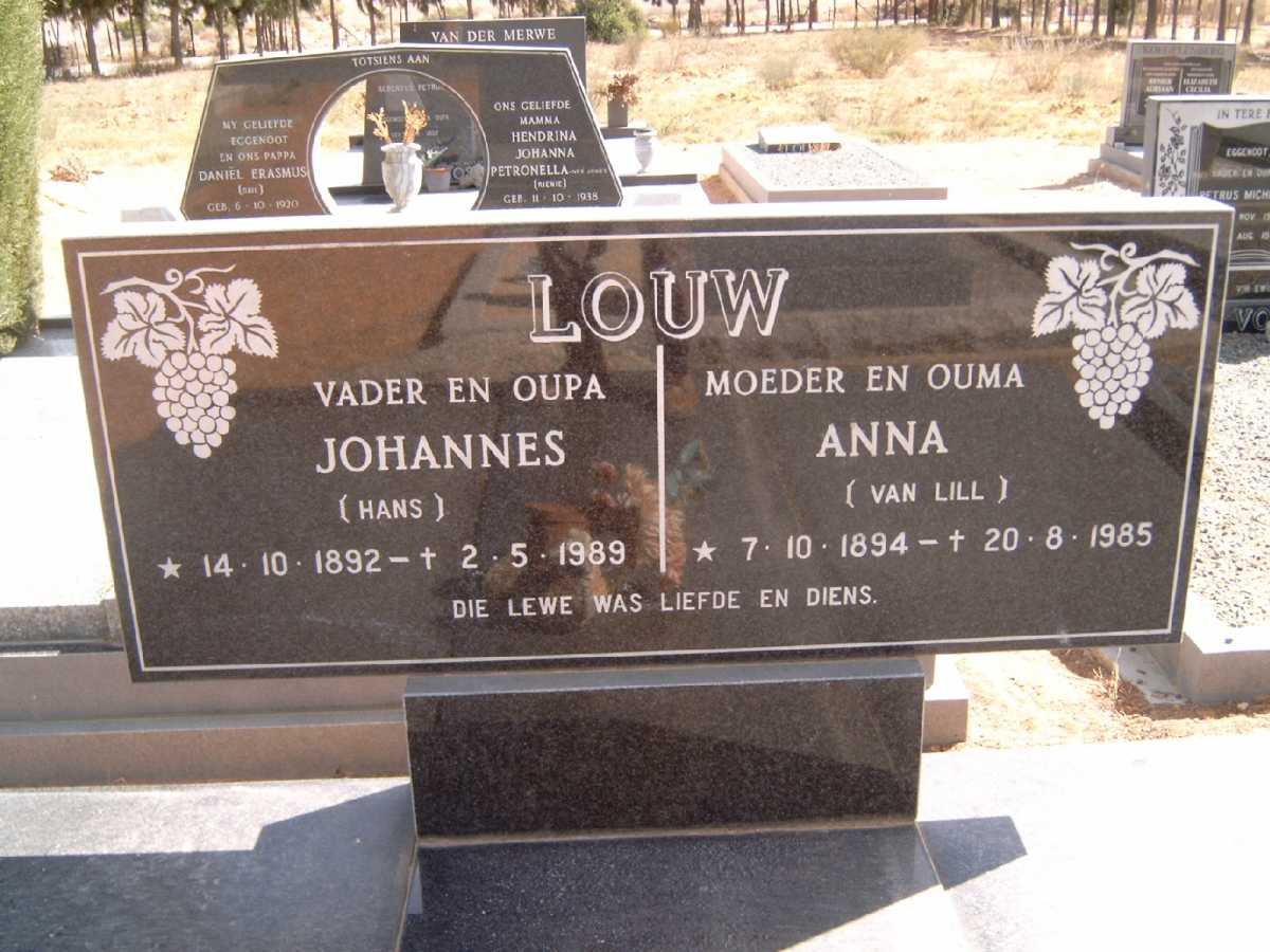 LOUW Johannes 1892-1989 &amp; Anna VAN LILL 1894-1985