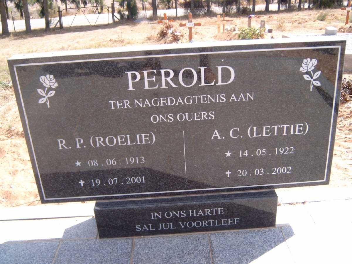 PEROLD R.P. 1913-2001 &amp; A.C. 1922-2002