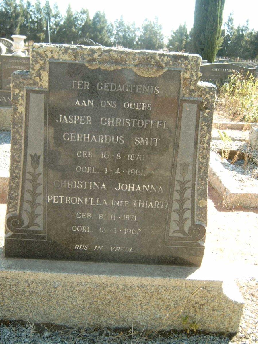 SMIT Jasper Christoffel Gerhardus 1870-1961 &amp; Christina Johanna Petronella THIART 1871-1962