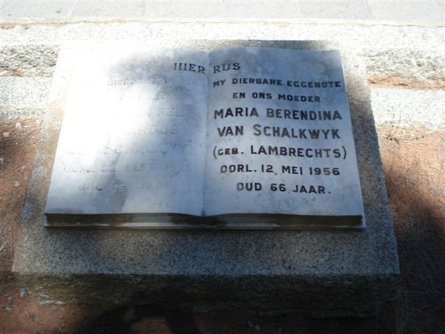 SCHALKWYK Christoffel Gerhardus, van -1976 &amp; Maria Berendina LAMBRECHTS -1956