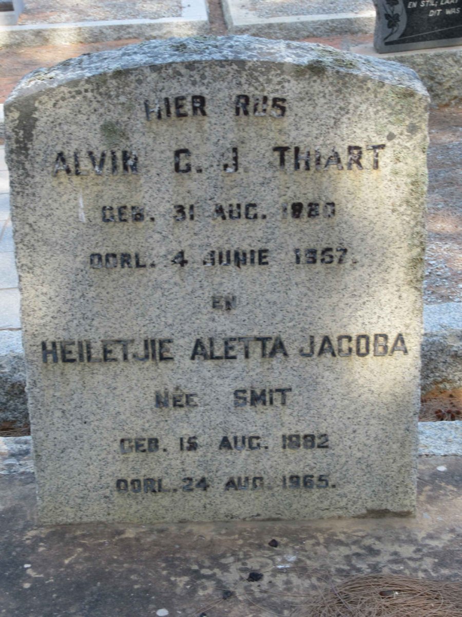 THIART Alvin G.J. 1880-1957 &amp; Heiletjie Aletta Jacoba SMIT 1882-1965
