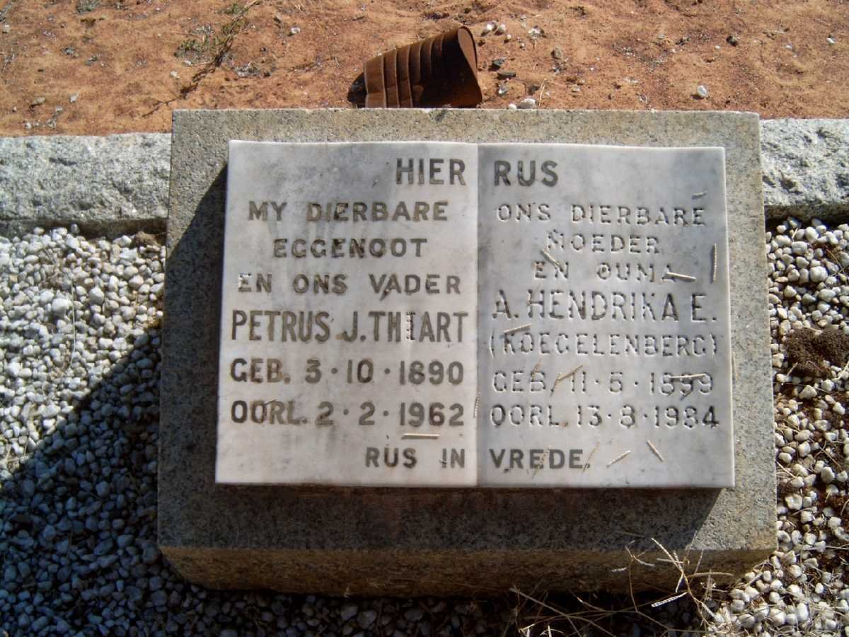 THIART Petrus J. 1890-1962 &amp; A. Hendrika E. KOEGELENBERG 1899-1934