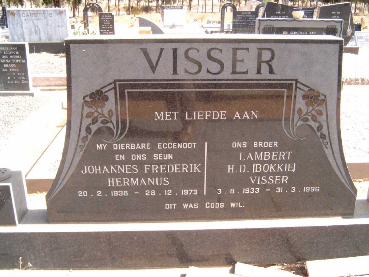 VISSER Johannes Frederik Hermanus 1938-1973 :: VISSER Lambert H.D. 1933-1996