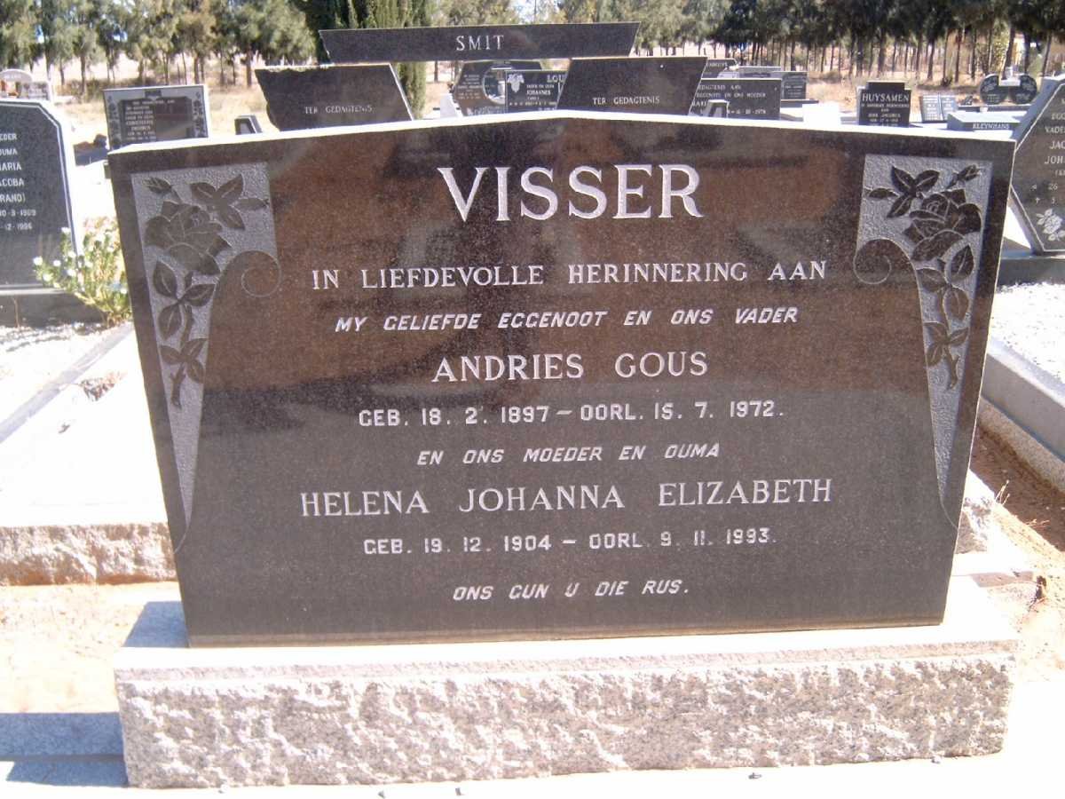 VISSER Andries Gous 1897-1972 &amp; Helena Johanna Elizabeth 1904-1993