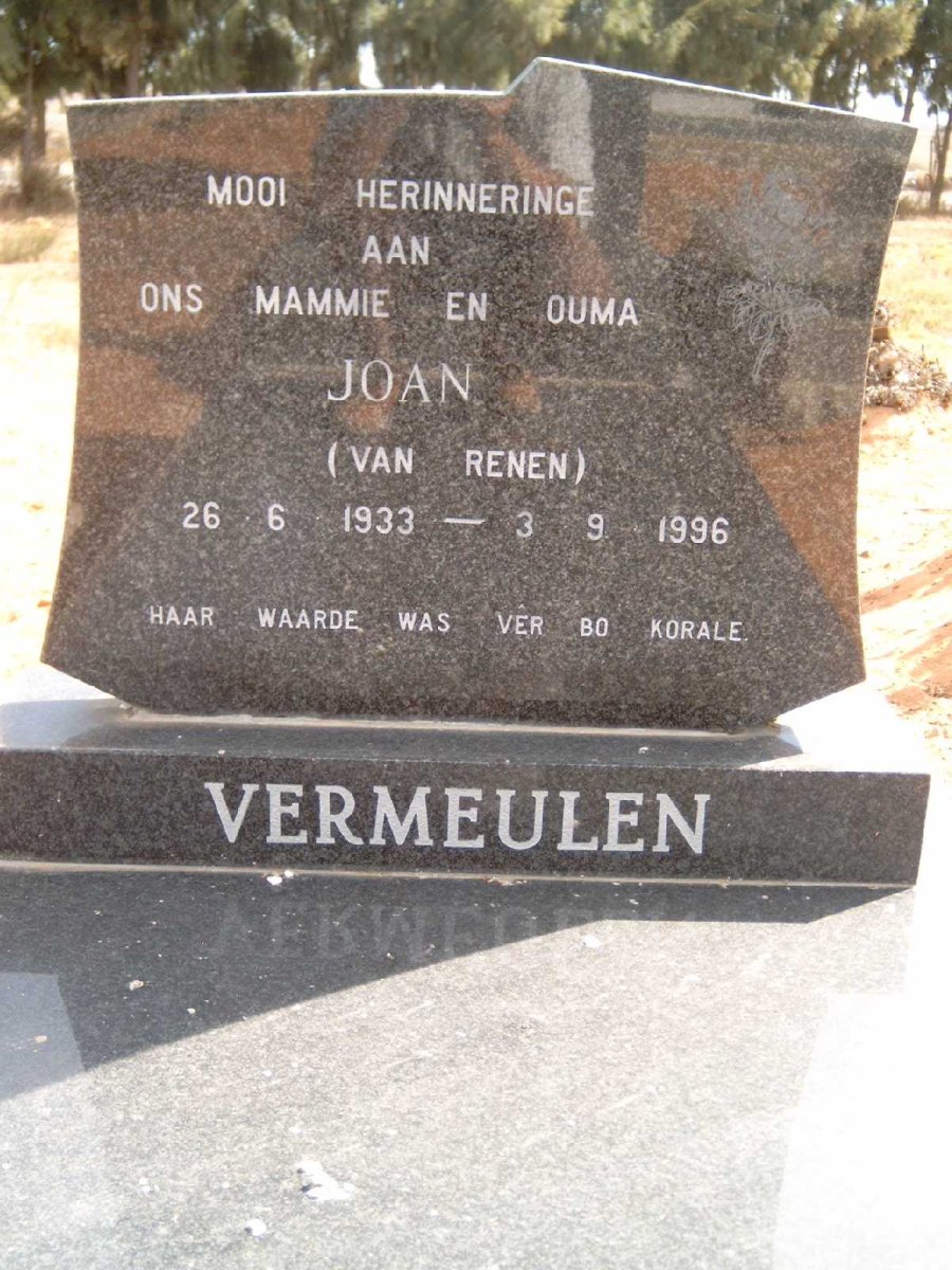 VERMEULEN Joan nee VAN RENEN 1933-1996