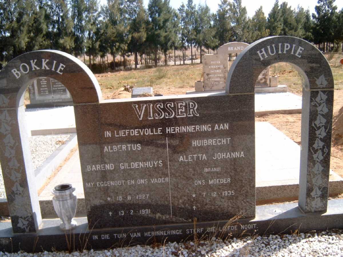 VISSER Albertus Barend Gildenhuys 1927-1991 &amp; Heybrecht Aletta Johanna BRAND 1935-