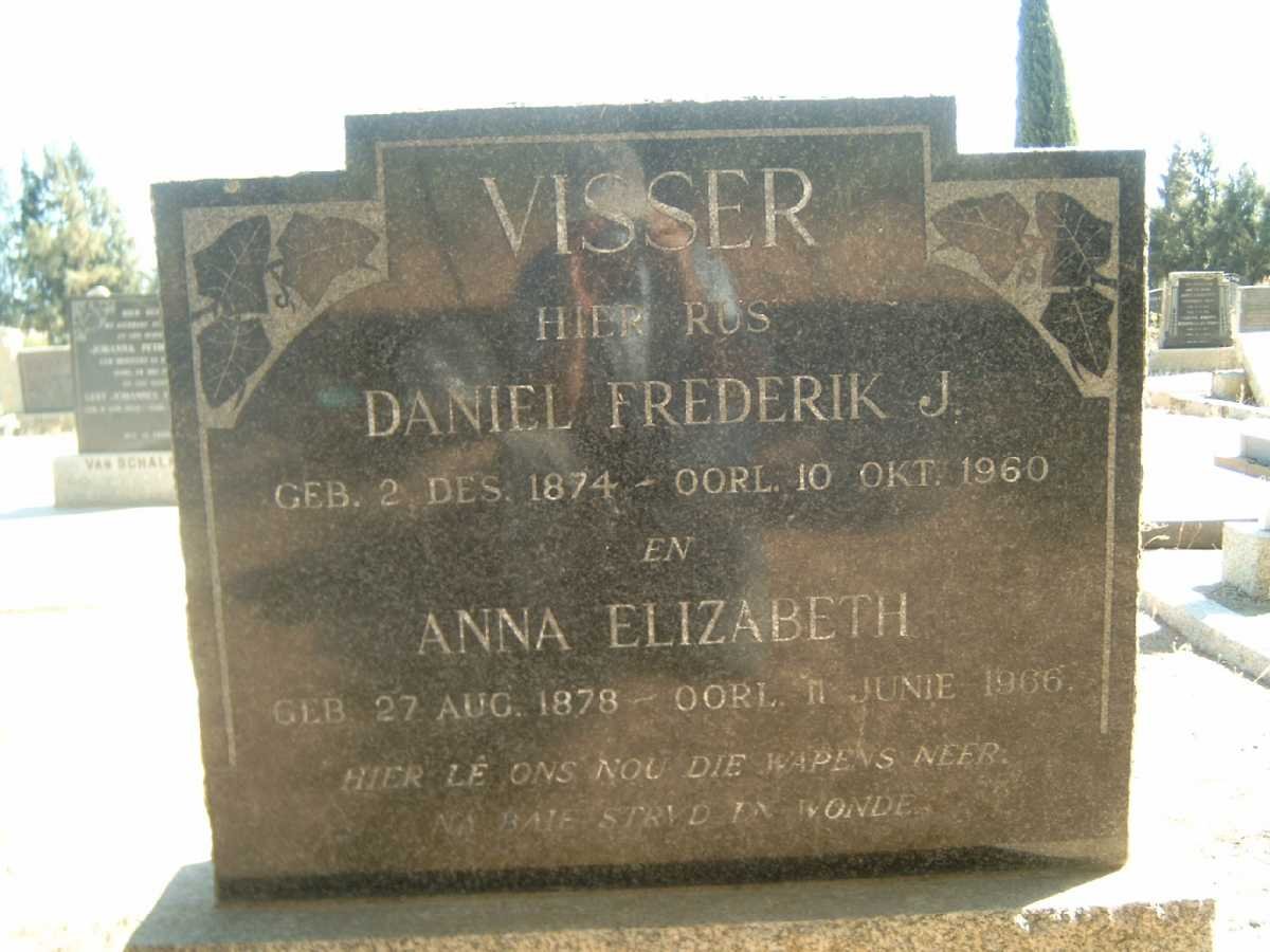 VISSER Daniel Frederik J. 1874-1960 &amp; Anna Elizabeth 18787-1966