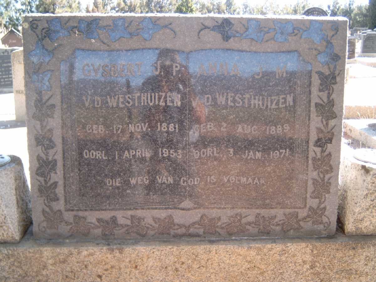 WESTHUIZEN Gysbert J.P., v.d 1881-1953 &amp; Anna J.M.1889-1971