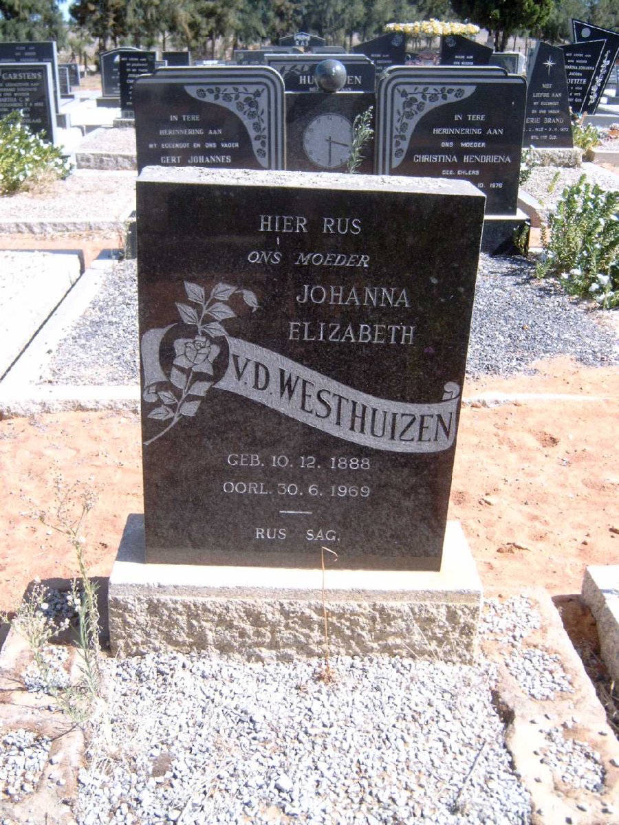 WESTHUIZEN Johanna Elizabeth, v.d. 1888-1969