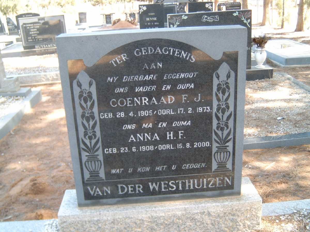 WESTHUIZEN Coenraad F.J., van der 1905-1973 &amp; Anna H.F. 1908-2000