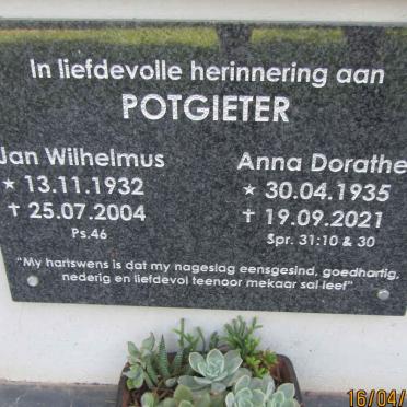 POTGIETER Jan Wilhelmus 1932-2004 & Anna Dorathea 1935-2021