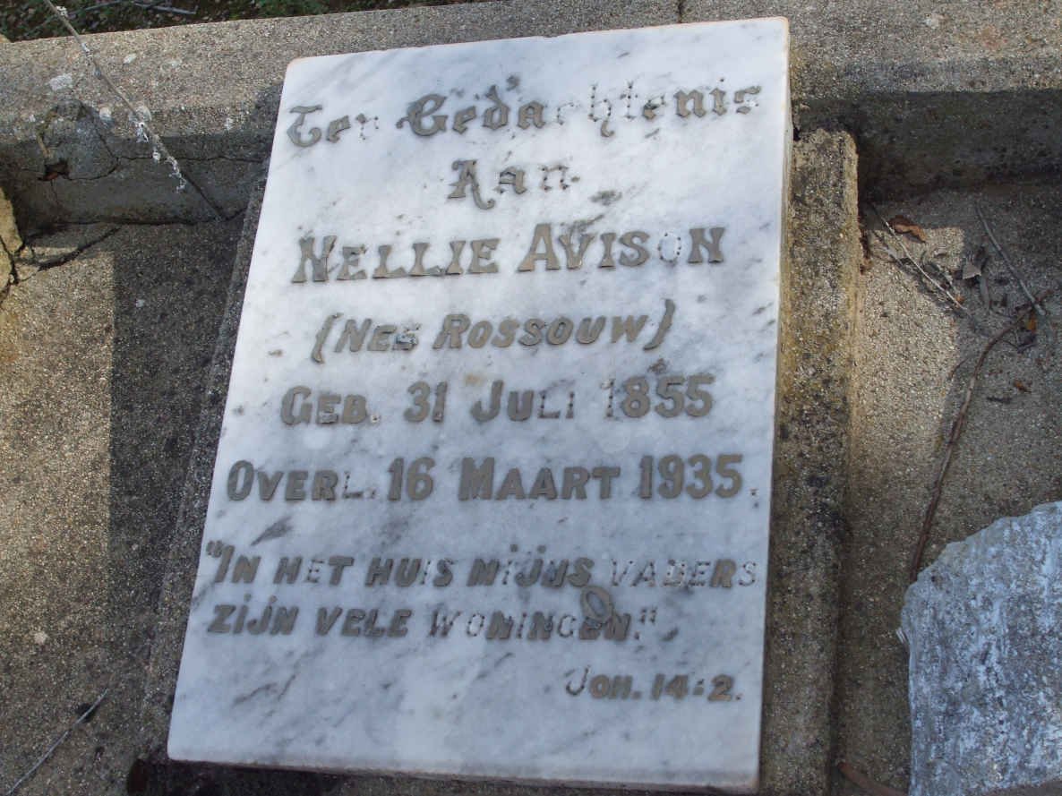 AVISON Nellie nee ROSSOUW 1855-1935