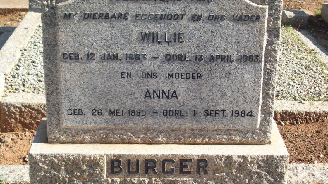 BURGER Willie 1883-1963 &amp; Anna 1895-1984
