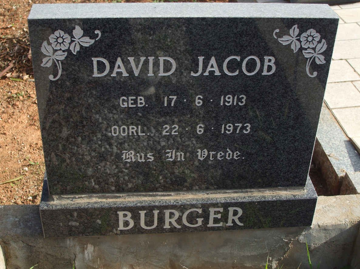 BURGER David Jacob 1913-1973