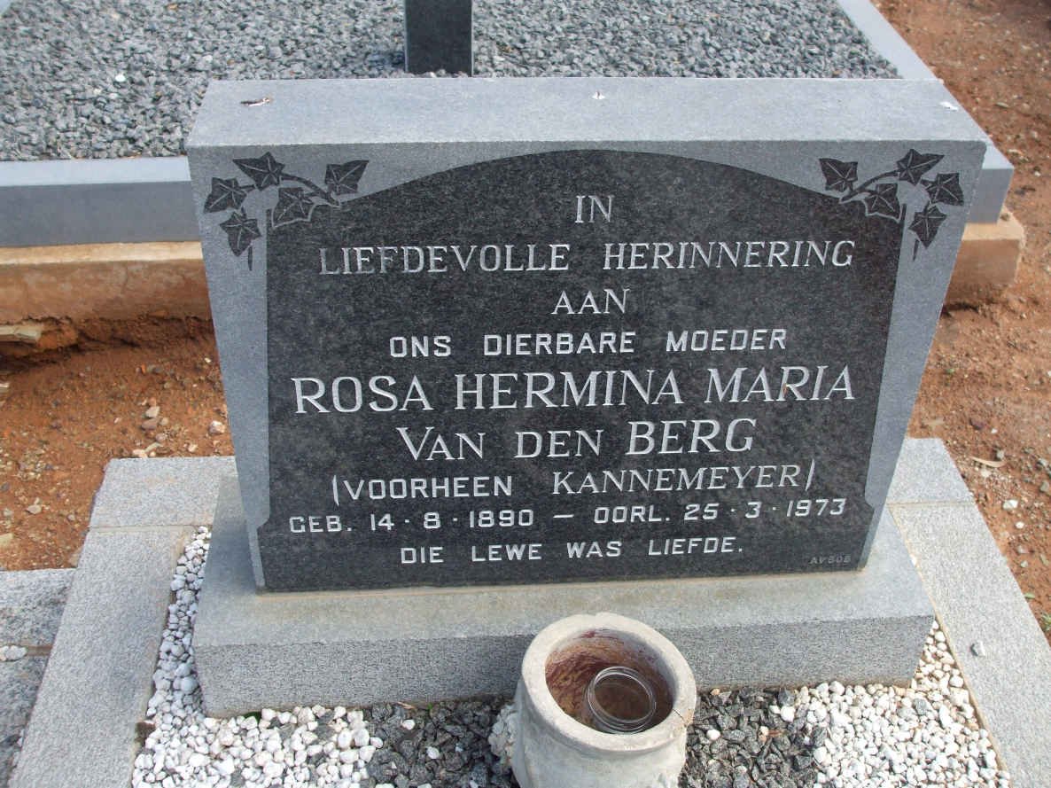 BERG Rosa Hermina Maria, van den formerly KANNEMEYER 1890-1973