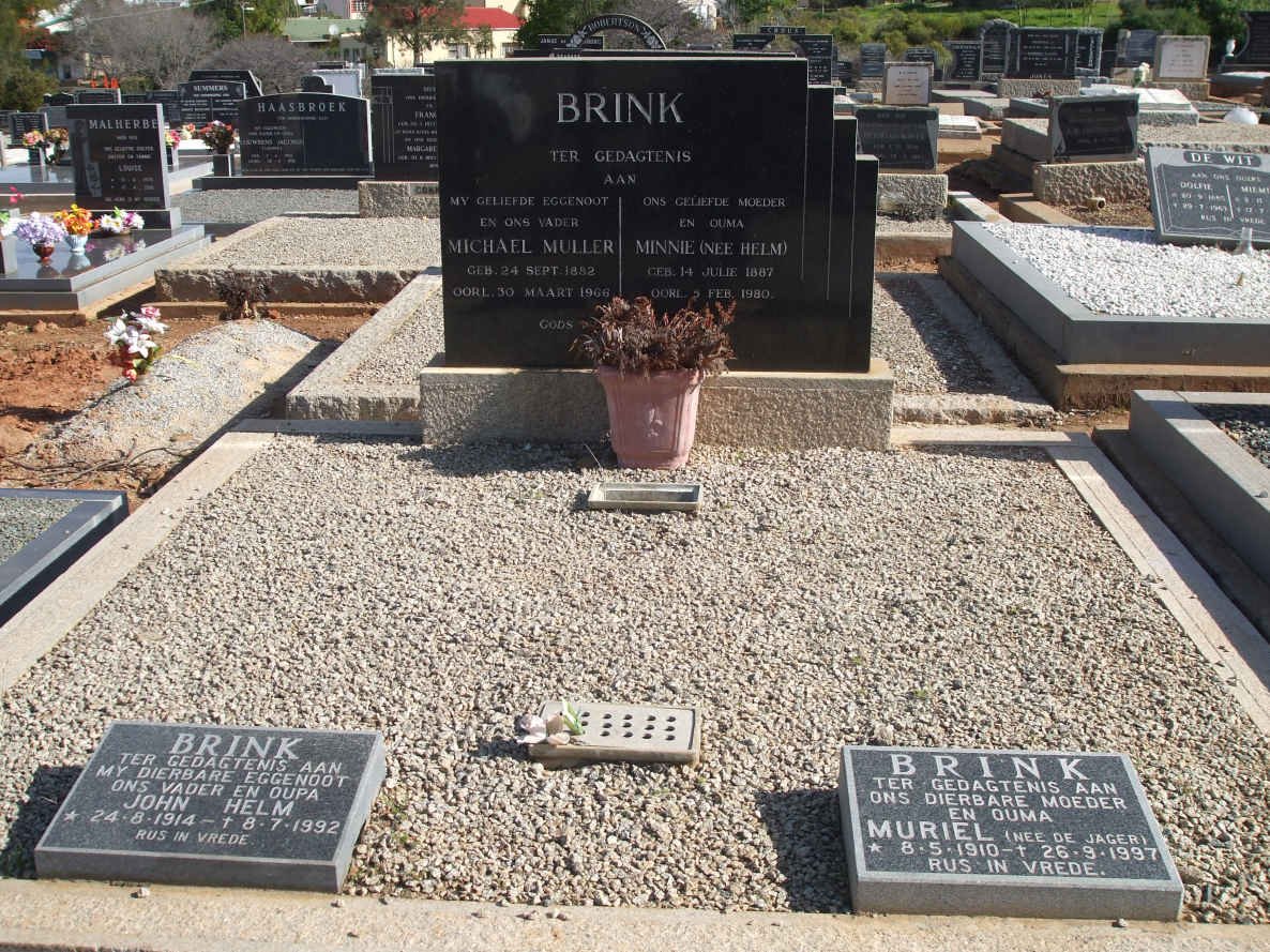 BRINK Michael Muller 1882-1966 &amp; Minnie HELM 1887-1980 :: BRINK John Helm 1914-1992 &amp; Muriel DE JAGER 1910-1997