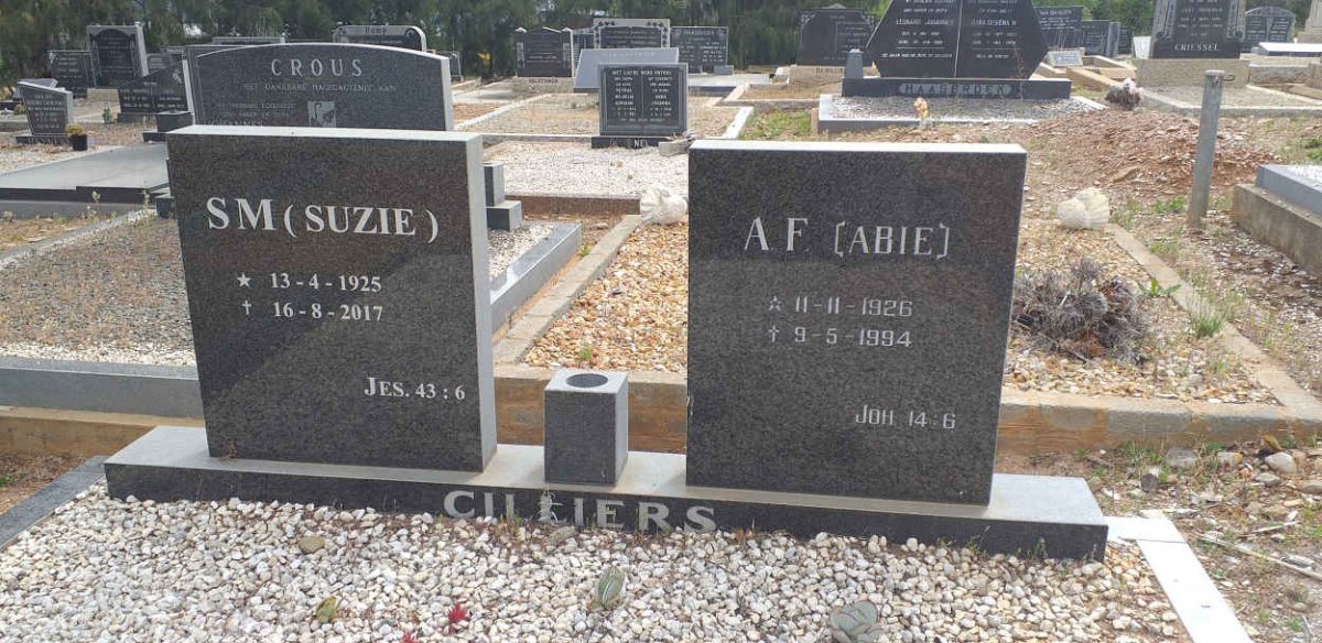 CILLIERS A.F. 1926-1994 &amp; S.M. 1925-2017