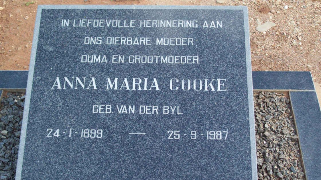 COOKE Anna Maria nee VAN DER BYL 1899-1987