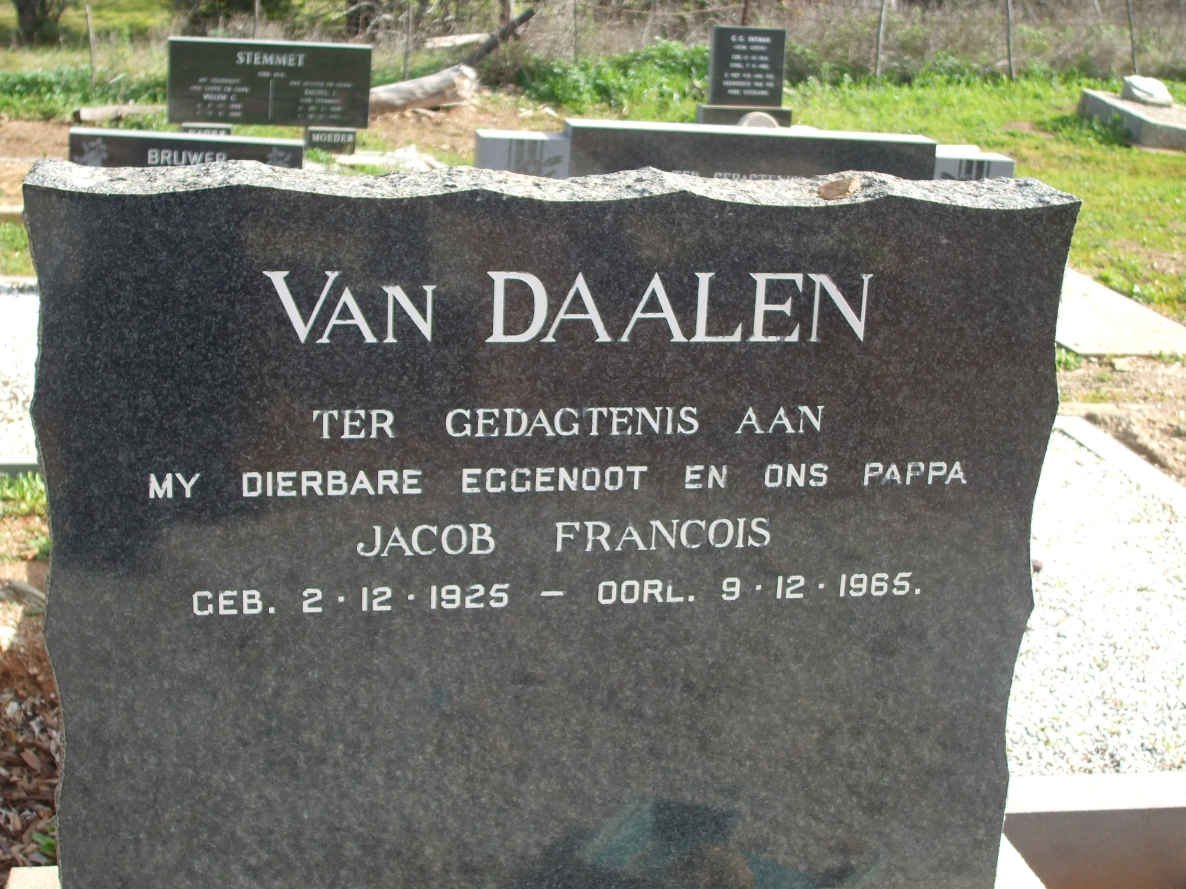 DAALEN Jacob Francois, van 1925-1965