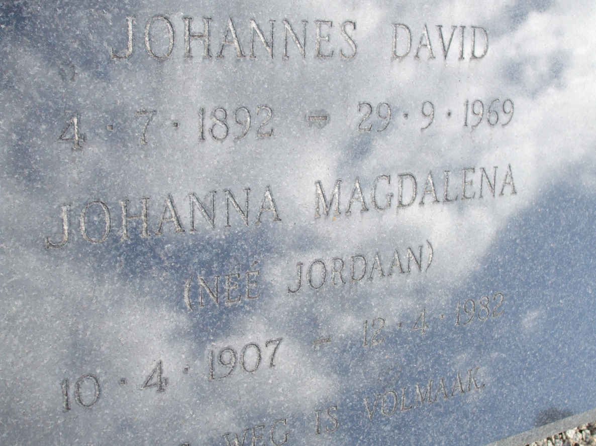DEVENTER Johannes David, van 1892-1969 &amp; Johanna Magdalena JORDAAN 1907-1982