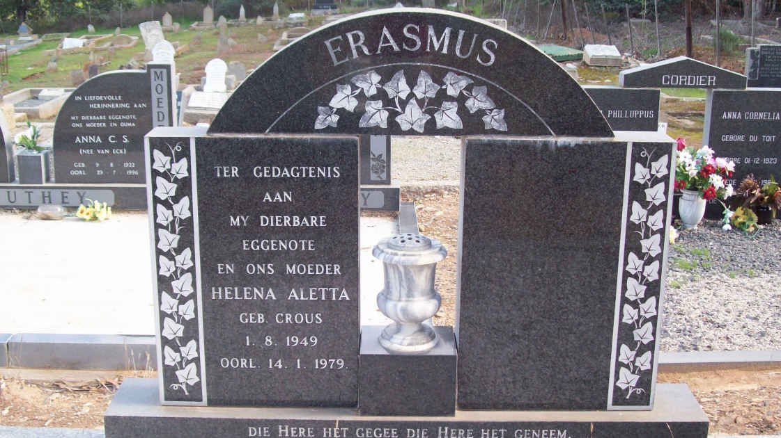 ERASMUS Helena Aletta nee CROUS 1949-1979