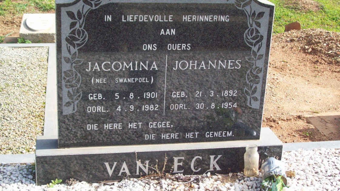 ECK Johannes, van 1892-1954 &amp; Jacomina SWANEPOEL 1901-1982